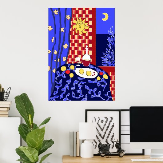 Poster Matisse Inspiré Bleu Nuit Encore Vin (Bureau à domicile)