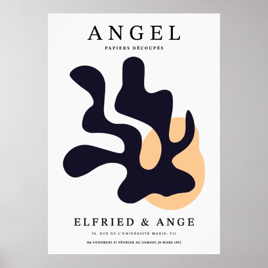 Poster Matisse Leaf Abstract Organic Art Print Navy (Devant)