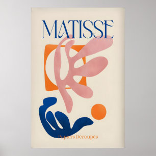 Poster Matisse Papiers Découpés Art Abstrait Rose Bleu