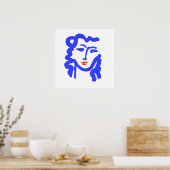 Poster Matisse Style Blue Face Girl (Cuisine)