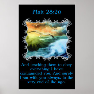 Poster Matt 28:20 Avec des mouettes volant au-dessus de l