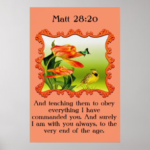 Poster Matt 28:20 Canari jaune et noir mockingbird