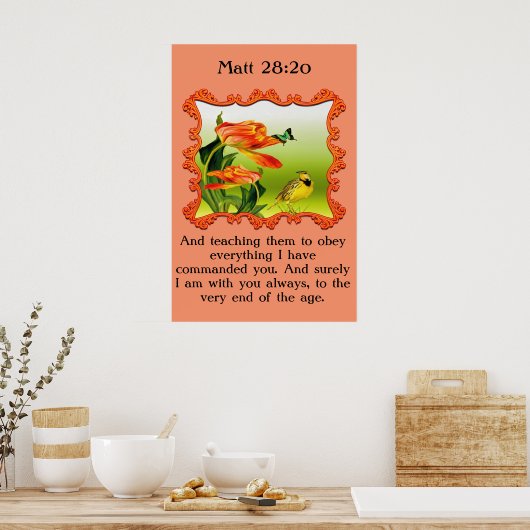 Poster Matt 28:20 Canari jaune et noir mockingbird (Cuisine)