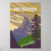 Matterhorn Suisse Voyage Art Rétro