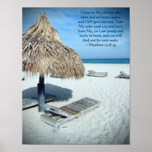 Poster Matthew 11 Plage Pittoresque Bible chrétienne Art 