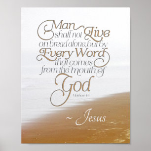 Poster Matthew 4:4 On shall not live on bread alone
