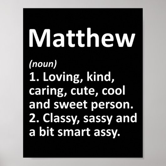 Poster Matthew Definition Personalized Name Funny Birthda (Devant)