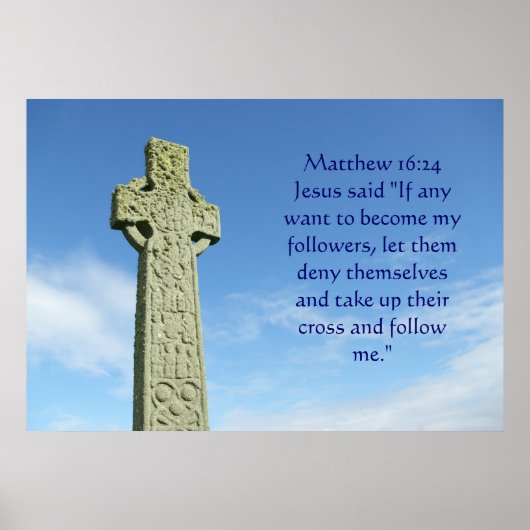 Poster Matthieu 16:24 croix celtique (Devant)