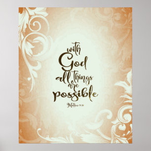 Poster Matthieu 19:26 Avec Dieu Toutes les choses sont po