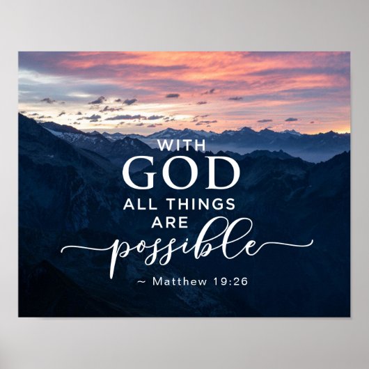 Poster Matthieu 19:26 Avec Dieu Toutes les choses sont po (Devant)