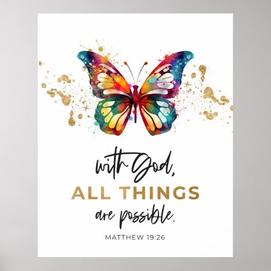 Poster Matthieu 19:26 Tout est possible papillon (Devant)