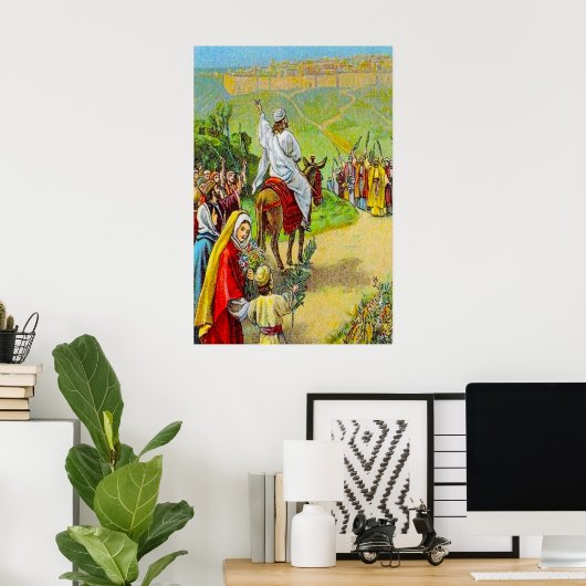 Poster Matthieu 21:1-11 Jésus est accueilli comme une aff (Bureau à domicile)