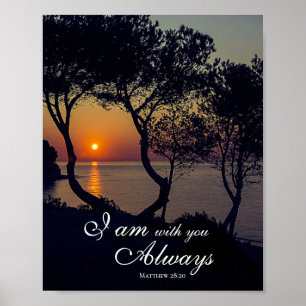 Poster Matthieu 28:20 Je suis avec toi toujours Golden Su