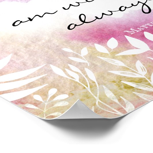 Poster Matthieu 28:20 Je suis toujours avec toi (Coin)