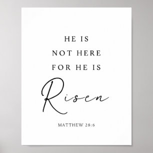 Poster Matthieu 28:6 Il est ressuscité, Pâques chrétien