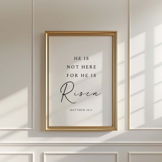 Poster Matthieu 28:6 Il est ressuscité, Pâques chrétienne