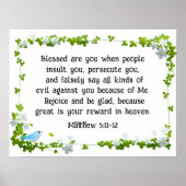 Poster Matthieu 5:11-12 Bénis êtes-vous Béatitudes Bible (Devant)