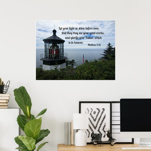 Poster Matthieu 5:16 Que votre lumière brillât devant les (Bureau à domicile)