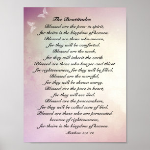Poster Matthieu 5:3-10 Beatitudes Sermon sur le Mont