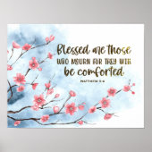 Poster Matthieu 5:4 Heureux ceux qui deuilent Bible (Devant)