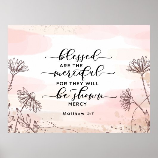 Poster Matthieu 5:7 Heureux sont la Bible Miséricordieuse (Devant)