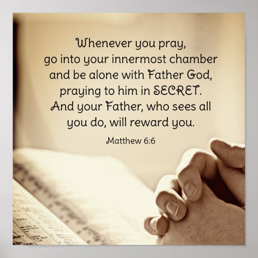Poster Matthieu 6:6 Quand vous priez Verse de la Bible ch (Devant)