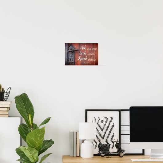 Poster Matthieu 7:7, Demandez et il sera donné (Bureau à domicile)
