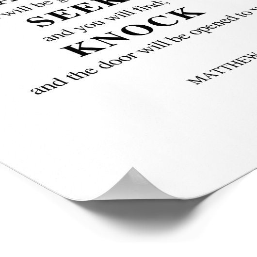 Poster Matthieu 7:7 Poser Chercher Knock (Coin)