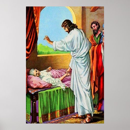 Poster Matthieu 8:14 15 Guérir la Mère de Pierre en droit (Devant)
