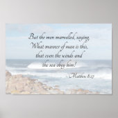 Poster Matthieu 8:27 Même les vents et la mer obéissent à (Devant)