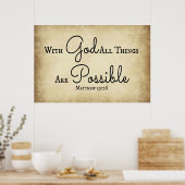 Poster Matthieu verset de la Bible Avec Dieu toutes les c (Cuisine)