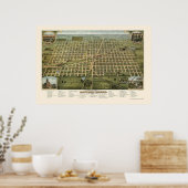 Poster Mattoon, IL Carte panoramique - 1884 (Cuisine)