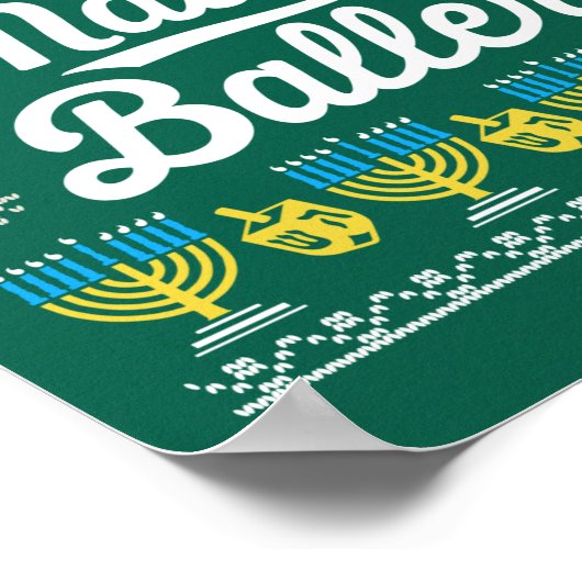 Poster Matzo Baller Long Manche Drôle Drôle Hanoukka Cade (Coin)