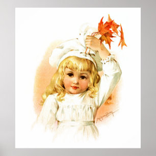 Poster Maud Humphrey : Fille d'automne aux feuilles d'éra