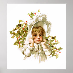 Poster Maud Humphrey : Fille d'automne avec le houx