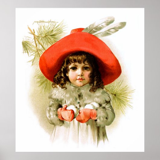 Poster Maud Humphrey : Une fille d'hiver avec des boules (Devant)