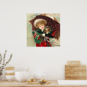 Poster Maud Humphrey's Winter Girl with dog (Cuisine)