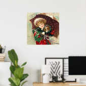 Poster Maud Humphrey's Winter Girl with dog (Bureau à domicile)