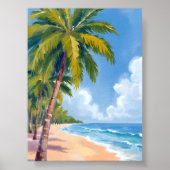 Poster Maui Beach Palm Trees Hawaii Peinture (Devant)
