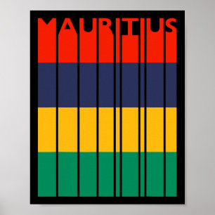 Poster Maurice Drapeau Mauricien Vintage Vacances