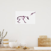 Poster Mauvais Chien Xray Squelette blanc rose (Cuisine)