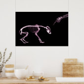 Poster Mauvais Chien Xray Squelette noir rose (Cuisine)