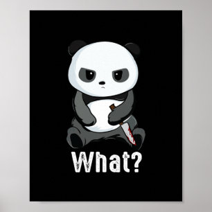Poster mauvais panda ours avec couteau combat panda noël