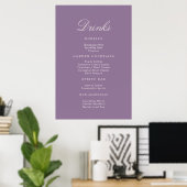 Poster Mauve Calligraphy Wedding Drinks Menu Sign (Bureau à domicile)