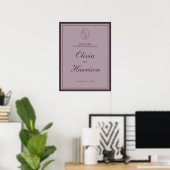 Poster Mauve Plum Monogram Wedding Welcome Sign (Bureau à domicile)