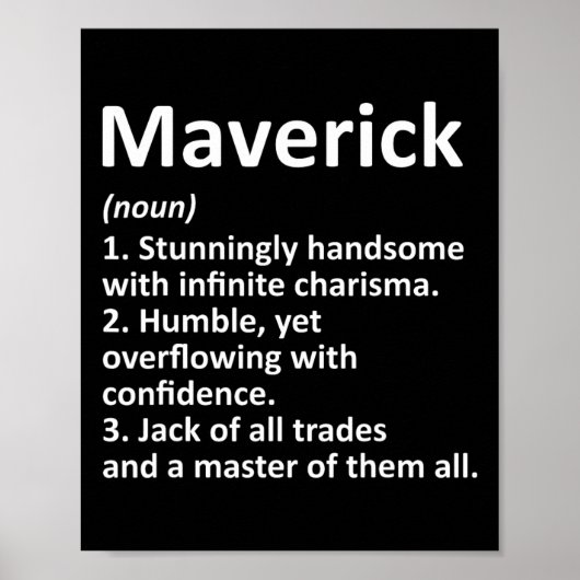 Poster Maverick Definition Personalized Name Funny Birthd (Devant)