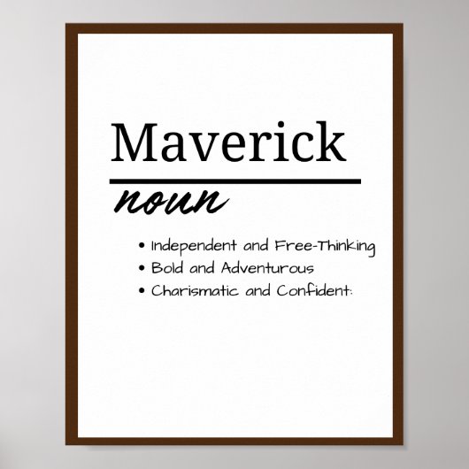 Poster Maverick, Garçon Personnalisé Nom Définition (Devant)