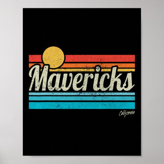 Poster Mavericks California Retro Sunset Surf Trip I Love (Devant)