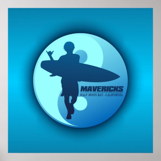 Poster Mavericks - Demi-Moon Bay (Bleu) (Devant)