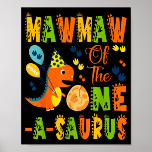 Poster Mawmaw du dinosaure de premier anniversaire one-a-